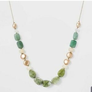 Semi-Precious Jade & Green Beaded Cord Necklace -